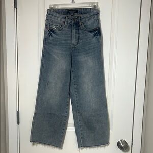 Judy Bloom Light Blue Denim Wide Leg Raw Hem Size 24